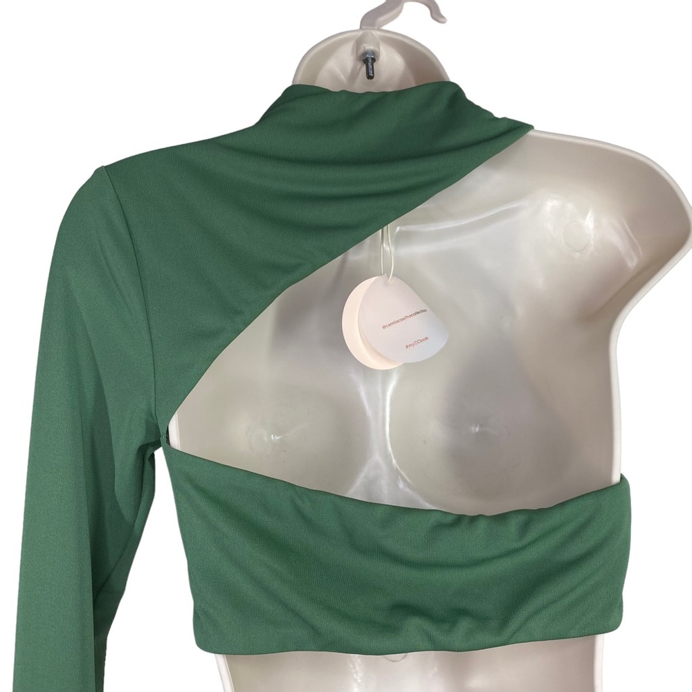 Camila Coelho | NEW Blake Asymmetrical Crop Top in Basil Green Size XS - Picture 6 of 9